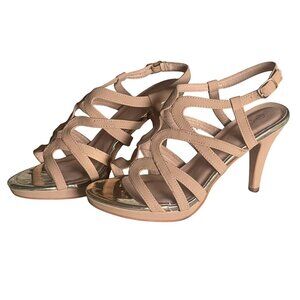 FOREVER Women's Brene-27 Strappy High Heel Taupe Nubuck Dress Sandal Shoes 9